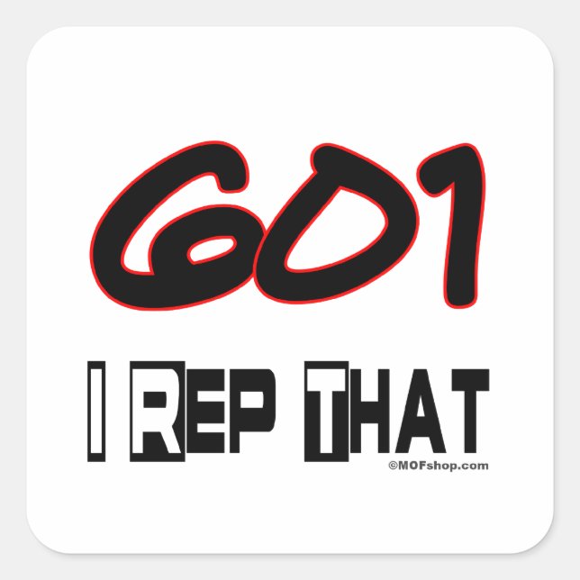 I Rep That 601 Area Code Square Sticker (Front)