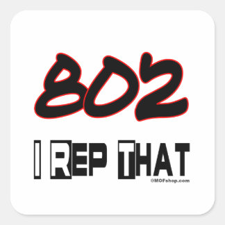I Rep That 802 Area Code Square Sticker