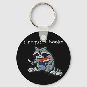 I require books raccoon funny reading book humor  keychain