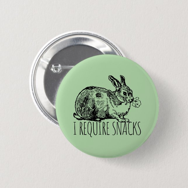 I Require Snacks Cute Bunny Rabbit Button (Front & Back)