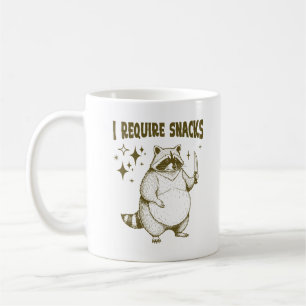 I Require Snacks Fat Raccoon Funny Animal Saying Coffee Mug