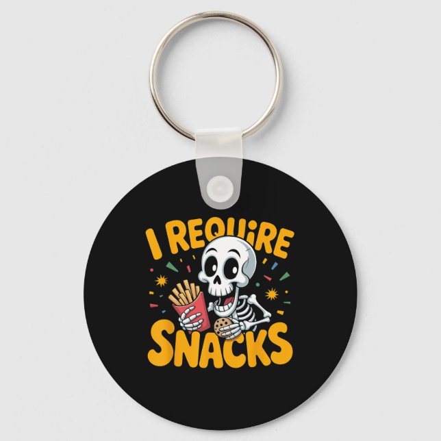 I Require Snacks Fun Halloween Skeleton Meme Fast  Keychain (Front)