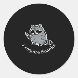 I Require Snacks Raccoon Cute Animal Lovers Women Classic Round Sticker