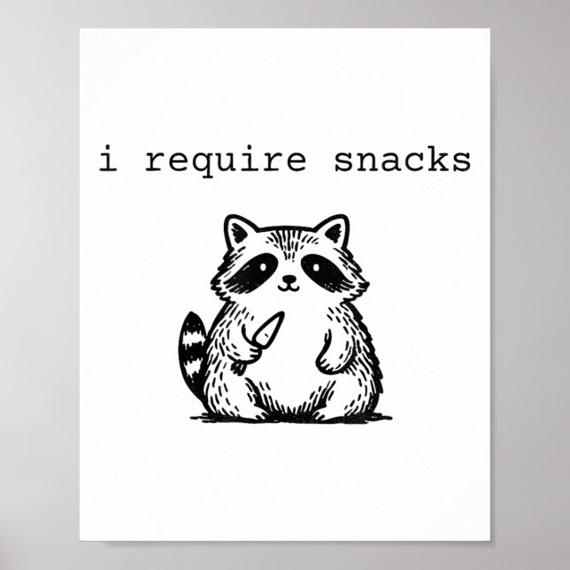 I Require Snacks Raccoon Funny Angry Trash Panda M Poster (Front)