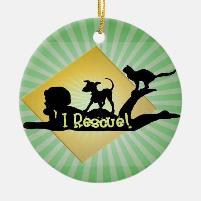 i RESCUE SILHOUETTE Ceramic Ornament (Front)