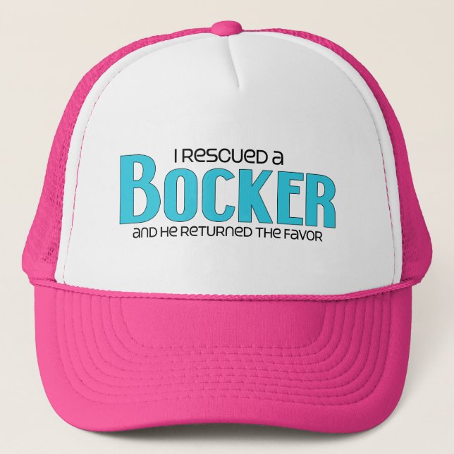 I Rescued a Bocker (Male) Dog Adoption Design Trucker Hat (Front)