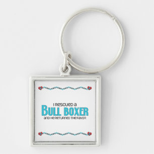 I Rescued a Bull Boxer (Male) Dog Adoption Design Keychain
