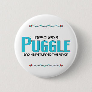 I Rescued a Puggle (Male) Dog Adoption Design Pinback Button