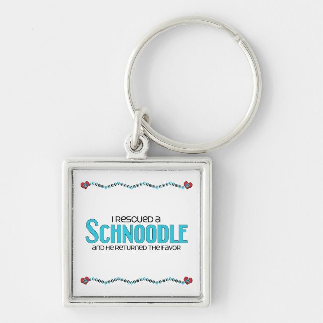 I Rescued a Schnoodle (Male) Dog Adoption Design Keychain (Front)