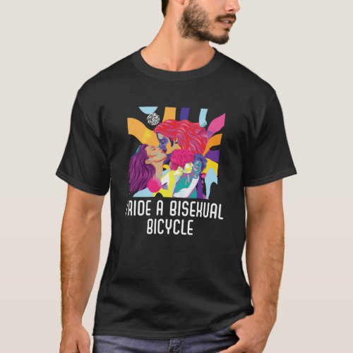 I Ride A Bisexual Bicycle Bisexual Rainbow Pride L T_Shirt