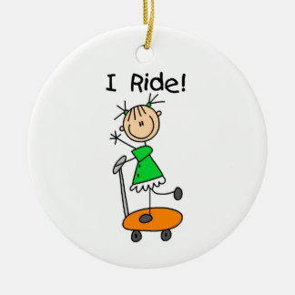 I Ride - Girl on Scooter Ceramic Ornament