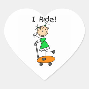 I Ride - Girl on Scooter Heart Sticker