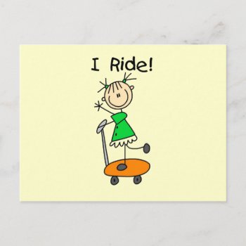 I Ride - Girl On Scooter Postcard by stick_figures at Zazzle