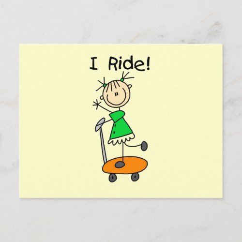 I Ride _ Girl on Scooter Postcard