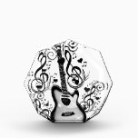I Rock #5_ Acrylic Award<br><div class="desc">(click to edit) The love & joy of the guitar. sweet music to your ear. Gray and black guitar with black music notes and hearts.</div>