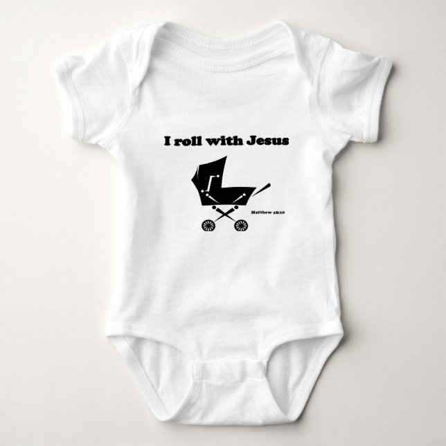 I Roll with Jesus Baby Bodysuit (Front)