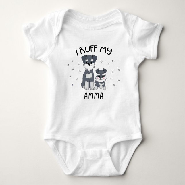 I Ruff My Amma - Cute Puppy Dog Baby Bodysuit (Front)