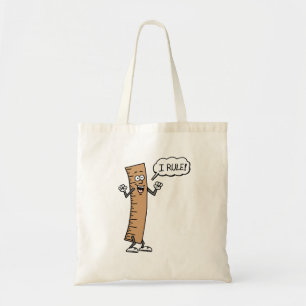 I Rule Funny Cartoon Ruler Pun Teacher Tote Bag