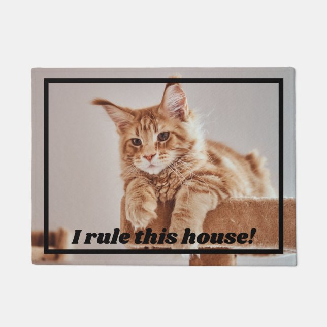 I Rule This House Funny Custom Pet Photo Door Mat (Front)