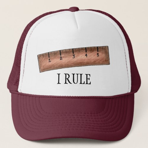 I Rule Wooden Ruler Math Nerd Teacher School Trucker Hat