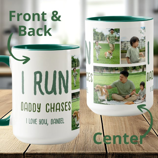 I Run Daddy Chases Dad Gift from Toddler Photo Mug (Creator Uploaded)