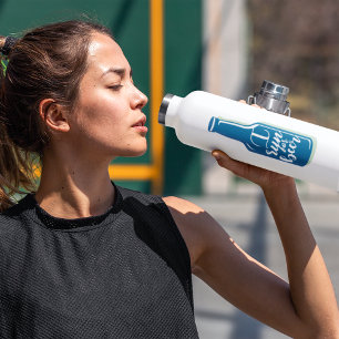 I Run For Beer Fitness Humor Blue Beer Water Bottle