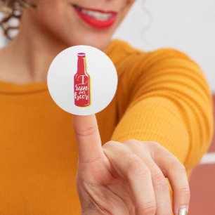 I Run For Beer Fitness Humor Red Bottle Classic Round Sticker