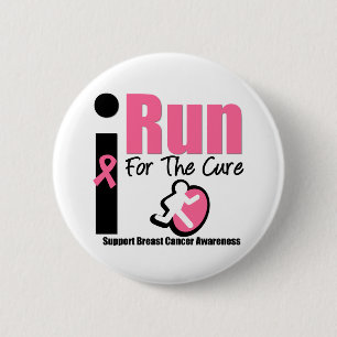 I Run For Breast Cancer Awareness Gifts Pinback Button