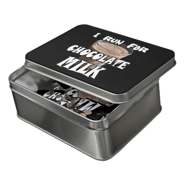 I Run for Chocolate Milk Running Jigsaw Puzzle (Lid Open)