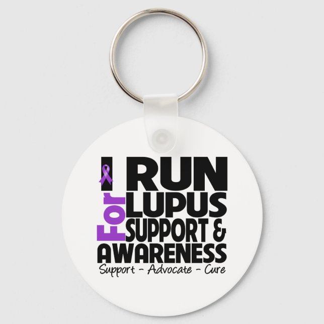 I Run For Lupus Awareness Keychain (Front)