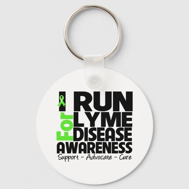 I Run For Lyme Disease Awareness Keychain (Front)