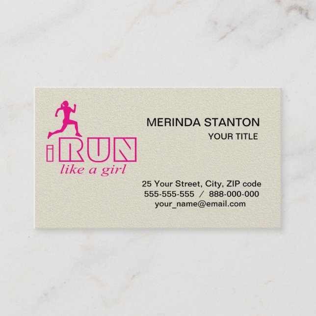 I run like a girl business card (Front)