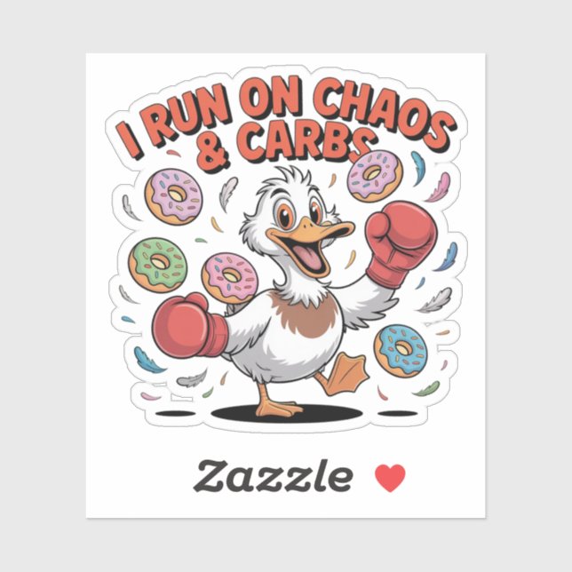 I Run On Chaos and Carbs Funny Duck Sticker (Sheet)