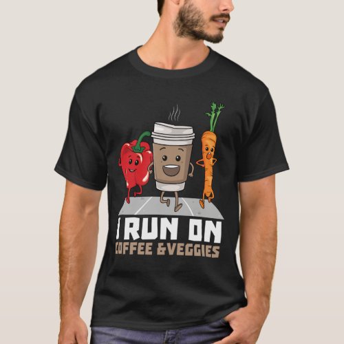 I Run On Coffee and Veggies Vegan Runner Vegetaria T_Shirt
