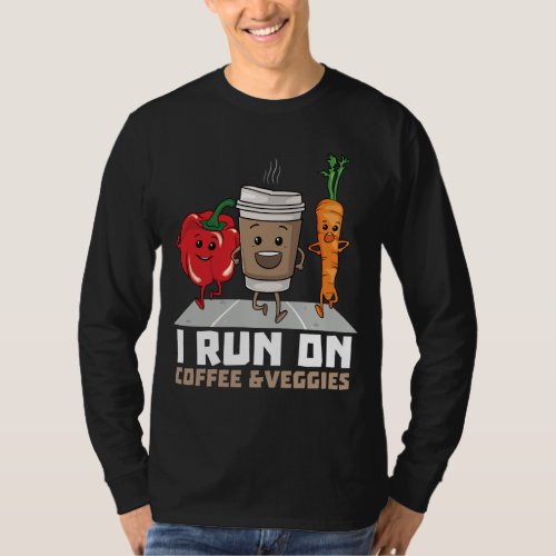 I Run On Coffee and Veggies Vegan Runner Vegetaria T_Shirt