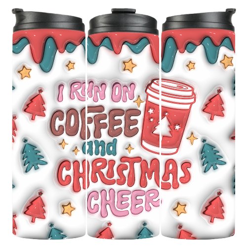 I Run on Coffee Christmas Cheer 3D Inflated Puff Thermal Tumbler