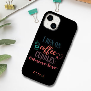 I Run on Coffee Cuddles Canine Love Teal Coral Case-Mate iPhone 14 Case