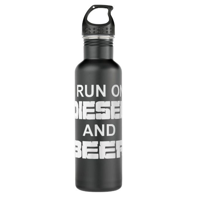 I Run On Diesel And Beer Truck Turbo Brothers Stainless Steel Water Bottle (Front)