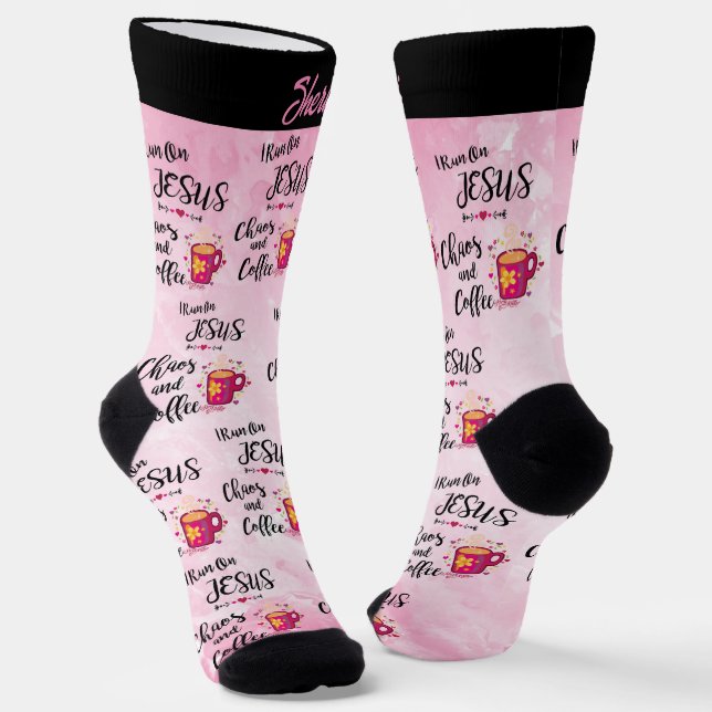 I Run on Jesus, Chaos And Coffee Women's Sock (Angled)