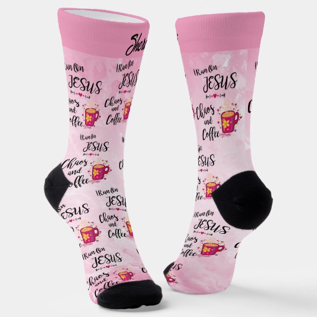 I Run on Jesus, Chaos And Coffee Women's Sock (Angled)