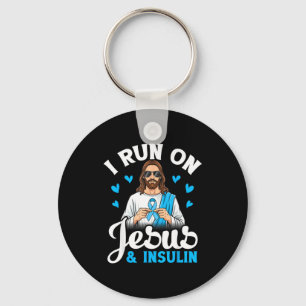 I Run On Jesus Insulin Faith Hope Type 1 Diabetes Keychain