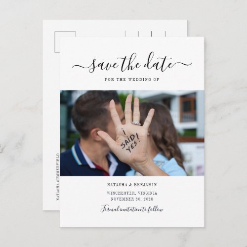 I Said Yes Engagement Photo Save The Date Announcement Postcard