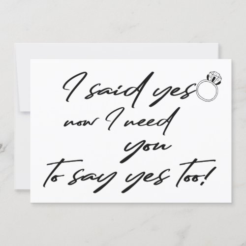 I said yes funny bridesmaid typography proposal invitation