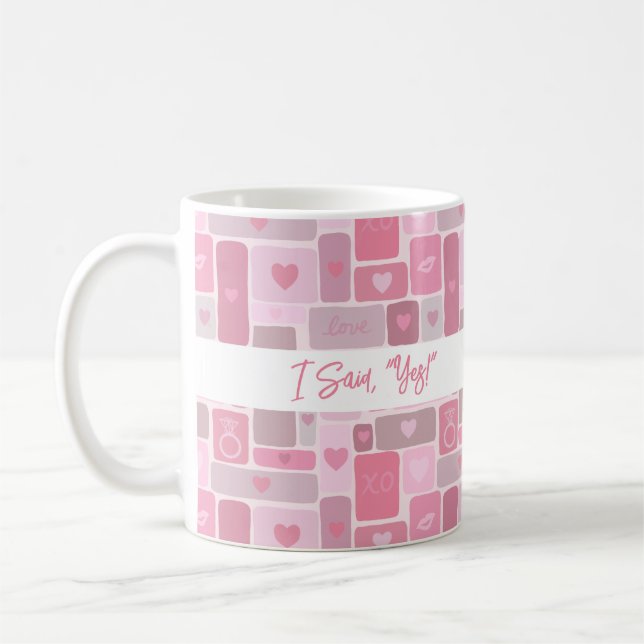 I Said Yes Pink Engagement Modern Script Coffee Mug (Left)