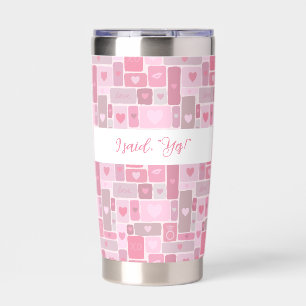 I Said Yes Pink Engagement Modern Script Insulated Tumbler