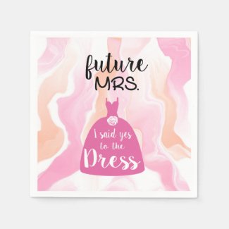 I said yes to this dress bride Bridal Shower pink Napkins