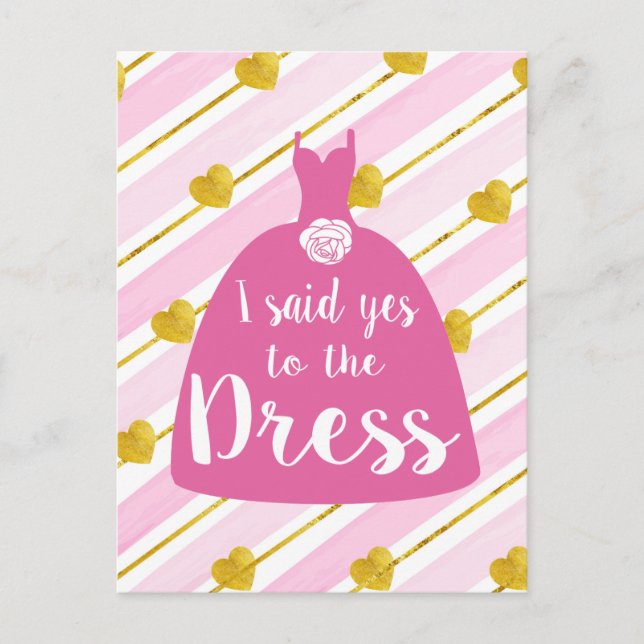 I said yes to this dress bride wedding on pink  postcard (Front)
