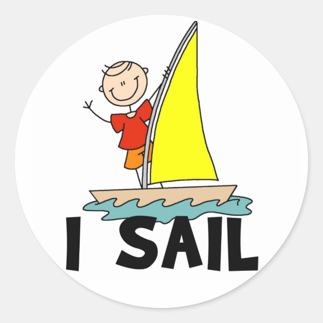 I Sail Stick Figure Stickers Sticker (Front)