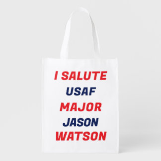 I Salute USAF Major Jason Watson Red White Blue Grocery Bag