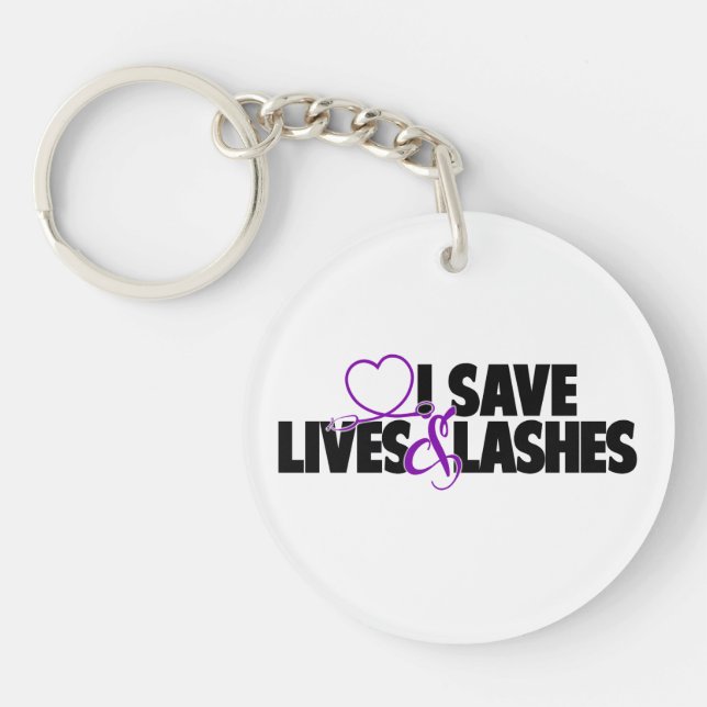 I save lives and lashes keychain (Front)